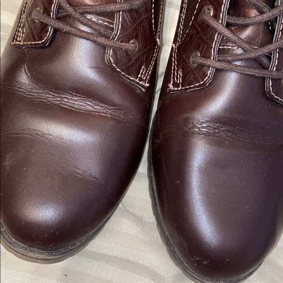 Brown Lace Up and Zipper Combat Boots - Picture 2 of 7